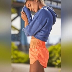 Free People Movement The Way Home Shorts M Neon Orange Lined High Waist‎ Gym Run